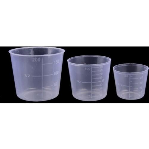3PCS/Set 200ml 100ml 50ml Small Plastic Glue Mixing Cup Bait Mix Measuring Cups Kit for Carp Fishing