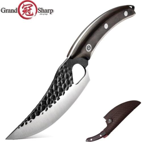 6 Inch Boning Knife Stainless Steel Cleaver Handmade Kitchen Knife Forged Steel Serbian Chef Knife Outdoor Knife Tool GRANDSHARP