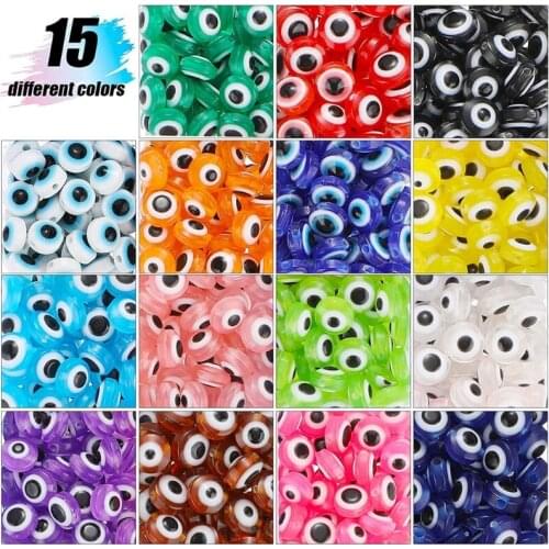 750Pcs 8mm Round Evil Eye Beads Eye Resin Beads Charm Round Evil Eye Spacer Beads Turkish Eye Beads Kit Jewelry Making