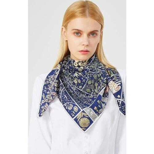 90cm 100% Twill Silk Scarf Women Shawls Design Luxury Brand Square Scarves Handmade Curled Hijab Scarf Fashion Bandana For Lady