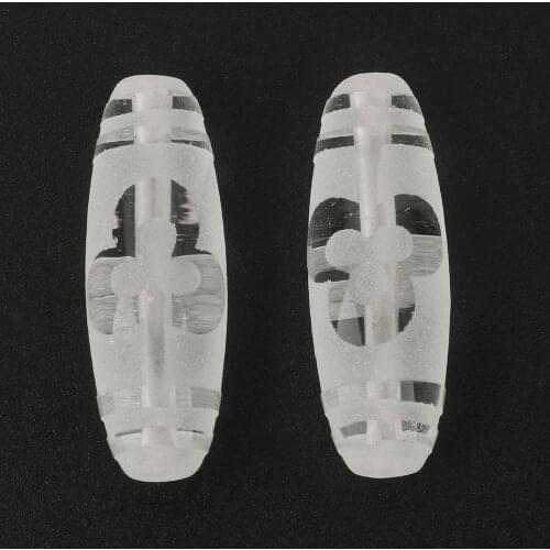 1PC High Quality Natural Tibetan Dzi Beads White Crystal Quartz Frosted DIY Jewelry Making Material Stone Bead 12x30mm/12x38mm