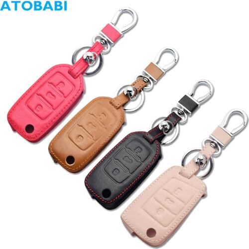 Leather Car Key Case Flip Remote Cover For VW Volkswagen Polo Golf 7 Passat B6 B5 UP Beetle Tiguan Skoda Octavia SEAT Ibiza Leon