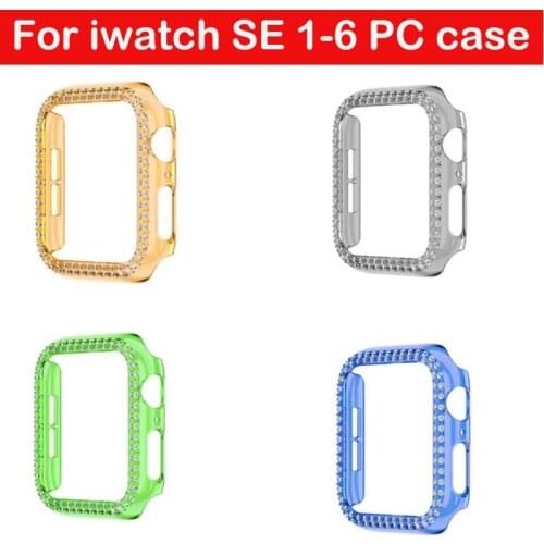 Candy color Diamond cover For Apple watch SE case band 40mm 44mm 38 42mm plastic For iwatch bumper series 6 5 4 3 2 1