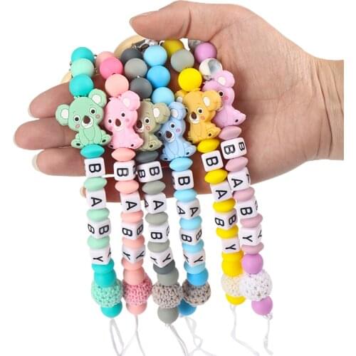 Baby Handmade Pacifier Clips Holder Chain Silicone Pacifier Chains Fashion Animal Baby Teether Teething Chain Personalized Name