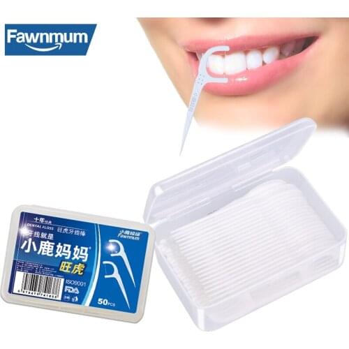 Fawnmum 50Pcs/Set Oral Hygiene Thread for Teeth Cleaning Plastic Toothpicks Dental Floss Interdental Brush Dentistry Tool Picks