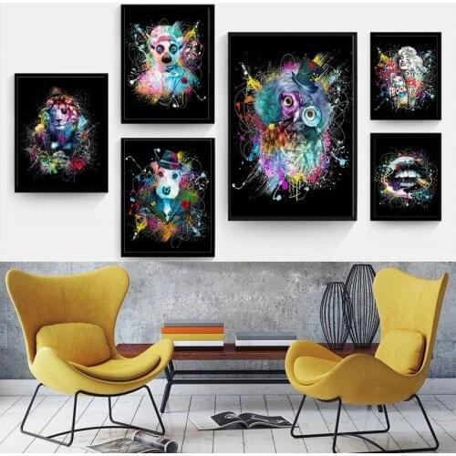 Animal Picture Figure Painting Lip Wall Art Canvas Painting Print Modern Trippy for Living Room Home Decor No Frame