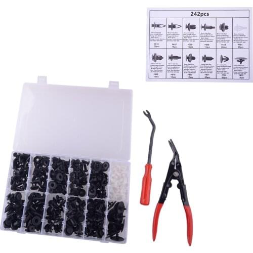 91502SM4000 242pcs Car Clips With Removal Tools Bumper Fender Hood Trim Body Retainer Rivet Fastener Fit For Honda 91503SP0003