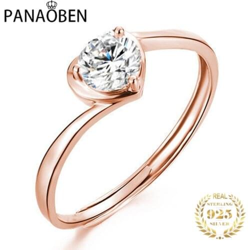 Heart-shaped Sterling Silver Rings Womens Rose Gold Couple Wedding Party Engagement Exquisite Elegant Luxury Unique Cute Jewelry