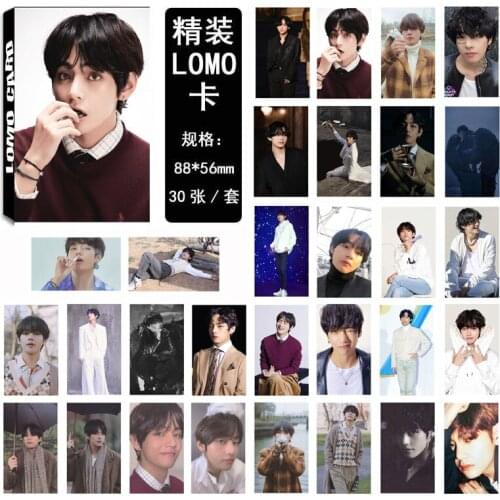 Kpop Bangtan Boys V New Album Map of The Soul 7 LOMO Card PhotoCards Postcard Self Made Photo 30pcs /Set Fan Gift