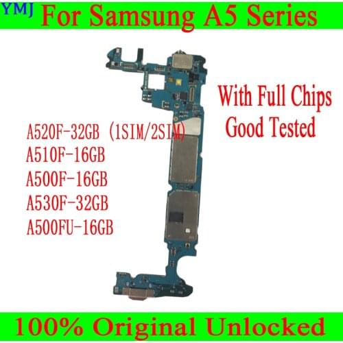 For Samsung Galaxy A5 A510F A520F A500F A500FU A530F Motherboard 100% Original unlocked for Samsung A520F Mainboard with Android