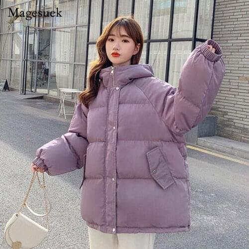 Cute Bubble Coat Puffer Jacket Women Winter Clothes Fall Winter 2021 Korean Purple Hooded Harajuku Streetwear Black Beige 16763