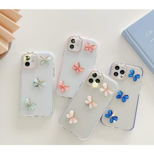 Fashion gem Bling Diamond glitter butterfly soft silicon phone case for iphone 7 8 Plus X XS XR MAX 11 Pro SE 2 12 MiNi 6S Cover