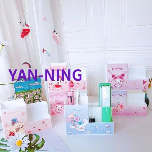 Cartoon Cute Multi Grid Desktop Pen Holder Skin Care Products Storage Box Student Learning Supplies Storage Pen Holder