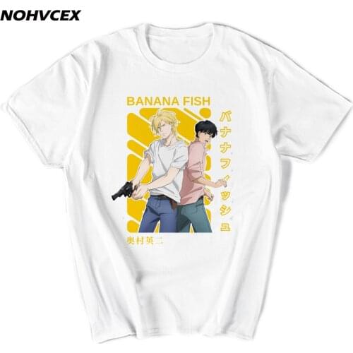 Banana Fish Men Fashion Summer T-Shirts Hip Hop Printed Top Tees Harajuku Funny