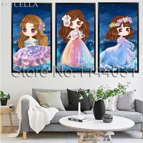 MYCELLA Full 5D DIY Diamond Painting Cartoon Girls 3D Diamond Painting Cross Stitch DIY Square Drill Drawing Resin Rhinestone