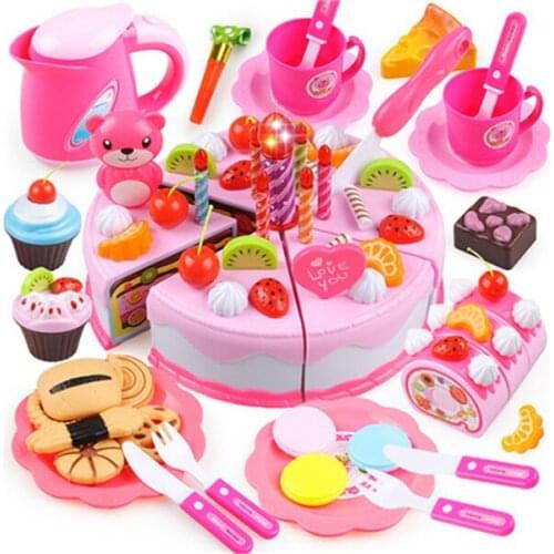 Children Pretend Play Birthday Cake Toy Kit Colorful Children Girl Toy Set New Kids Kitchen Toys Dropshipping