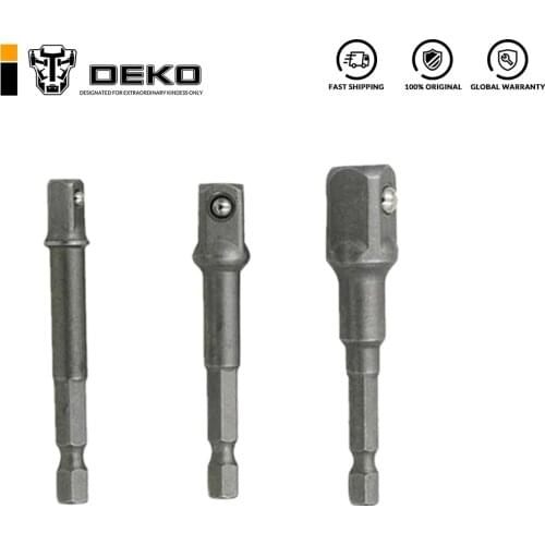 DEKO 3 PCS/Set Hexagonal Shank Square Head Socket Extension Bar Connecting rod sleeve Set Hex 1/4",3/8",1/2" Driver Drill BIts