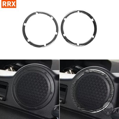 For Nissan 350Z Z33 2003-2009 Real Black Carbon Fiber Sticker Tweeters Ring Trim Horn Speaker Interiors Frame Car Accessories