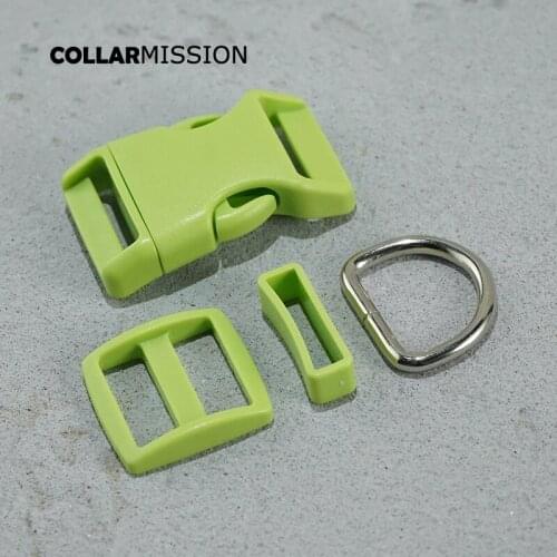 Plastic buckle+Tri-Glid+square keeper+D ring) DIY dog collar light green 25mm webbing sewing accessory premium quality