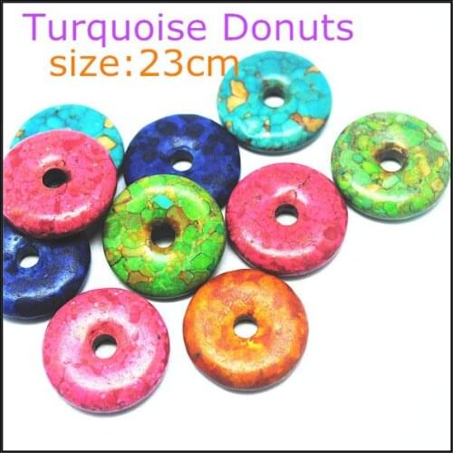 New arrivals nice howlite donuts shape top fashion pendants size 23mm charms jewelry pendants mix colors
