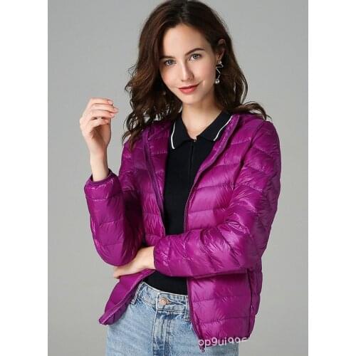 8XL Winter Women Ultralight Thin Down Jacket White Duck Down Hooded Jackets Long Sleeve Warm Coat Parka Female Portable Outwear