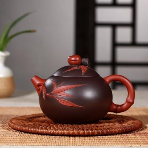 Purple Mud Double-color Xishi/Bamboo Leaf Factory Wholesale Gu Pengchengs Price Teapot and Teaware