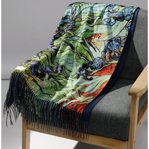 Scarve Luxury Women Scarves Shawl WInter Brand Designer Warm Long Cashmere Pashmina Double Faces Ladies Oil Painting Wraps