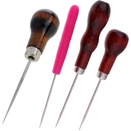 4 Pieces Leather Craft Cloth Awl Tool Pin Sewing Punching Hole Maker Stitching