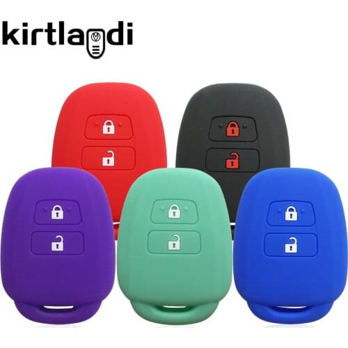 2 Button Silicone Key Case Holder Shell Cover for Toyota Corolla Fielder Vitz Rav4 MK4 Rav 4 Remote Fob Car Key Cover Keychain