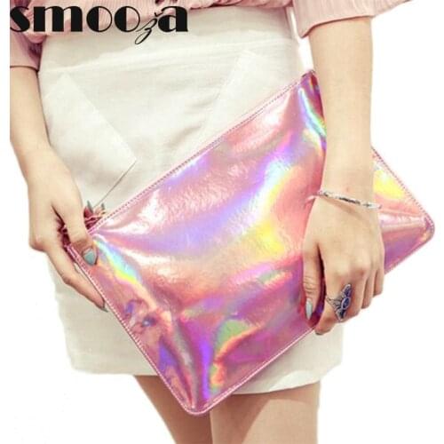 SMOOZA 2021 Laser Women Bags Clutch Bag Fashion Women Bags Ladies Envelope Clutches Handbag Evening Party Bag Cosmetic Bag
