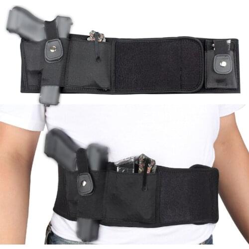 Tactical Universal Concealed Carry Pistol Holster Gun Pouch Belly Band Holster Waist Bag Invisible Elastic Girdle Belt Right