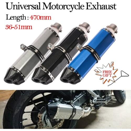 470MM Universal Motorcycle Exhaust Pipe Muffler DB Killer 51MM Escape Moto Pot Echappement Pipe For MT07 R1 ZX6R KTM390 Slip On
