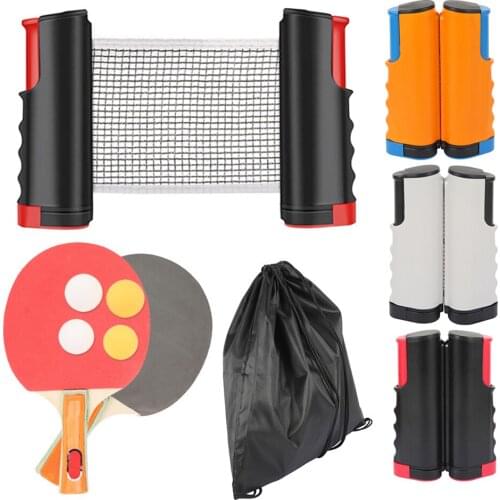 Retractable Table Tennis Net Rack Ping Pong Rubber Grip Set Portable Ping Pong Paddle Case Table Tennis Training Accessories Set