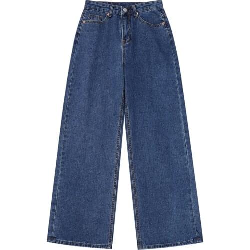 Femme High Waist Trouser Vintage Baggy Jeans Fashion Straight Mom Denim Pants Womens Jeans 2021 New Wide Leg Casual Streetwea