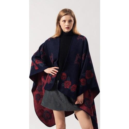 2019 New Fashion Autumn Winter Warm Ponchos And Capes For Women Oversized Print Shawls Wraps Cashmere Pashmina Female Bufanda