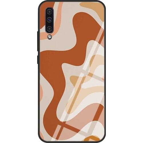 Liquid Swirl Abstract Terracotta Tones Tempered Glass Case For Samsung A52 A12 A32 A42 A72 A31 A51 A71 A40 A50 A70 A20e A21S