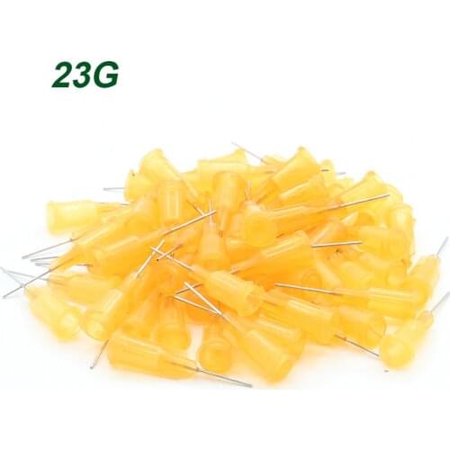 100pcs 23G Precision passivated S.S. Dispense Tip with PP Safetylok hub, 0.5" Tubing Length glue dispenser needles DropShipping