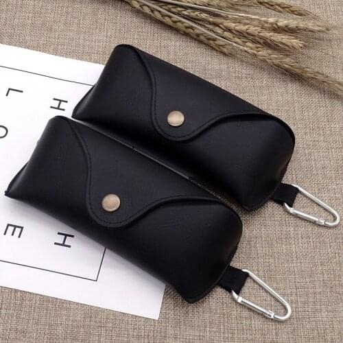 100pcs PU Leather Hard Sunglasses Case for Glasses Case Cover Bag Reading Eyeglasses Box Storage with Hook Women