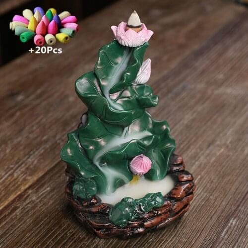 +20Pcs Incense Creative Landscape Decoration Rockery Waterfall Backflow Incense Burner Mountain Water Buddhist Incense Censer
