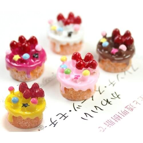 20Pcs Cute Resin Flat Back DIY scrapbooking Miniature Fake Food Cake Cabochon Decorative Craft Kawaii Play Doll House Toy