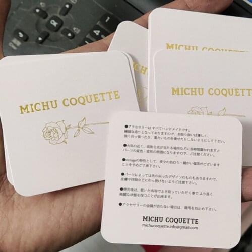 2000pcs , 6 * 6 cm Custom 400GSM Matte coated paper Name card golden foil business tags