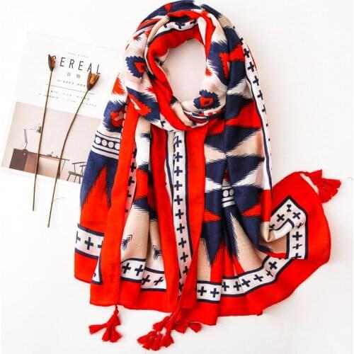 2019 Fashion Rhombus Print Cotton Tassel Scarves And Shawls Long Geometry Wrap Hijab Scarf Wholesale 10pcs/lot Free Shipping