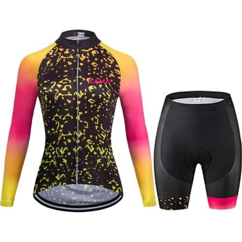 2021 XAMA Pro Womens Long Sleeve Cycling Jersey Sets MTB Short Pants Bicycle Clothing Macaquinho Ciclismo Feminino Body Mujer