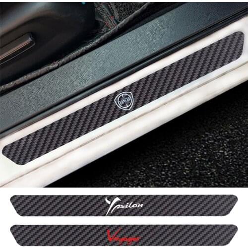 4PCS Car Door Sill Anti kick Stickers Carbon Fiber Auto Door Sticker For Lancia Delta Musa Phedra Thesis Voyager Ypsilon 843 846