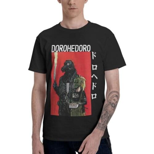 Fasshion Dorohedoro Manga Anime T Shirt For Men 100% Cotton T-shirts Streetwear Tshirt Short Sleeve Harajuku Kaiman Nikaidou Tee