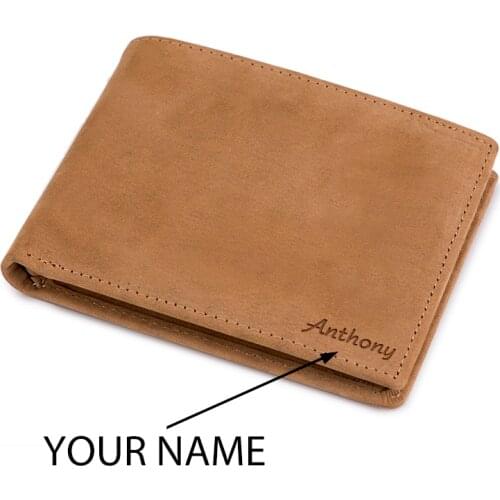 BOBO BIRD Genuine Leather Wallet Engrave Your Name 4 Colors Slim Purse Money Wallet Money Clip Gift For Him Customize