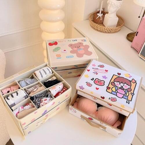 Large Cartoon Pu Leather Folding Storage Box Foldable Bins Toys Organizer Storage Basket Laundry Basket