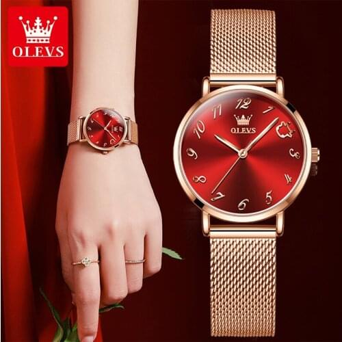OLEVS ladies watch luxury watch relogio feminino ladies clock stainless steel mesh belt ladies rose gold quartz ladies watch new