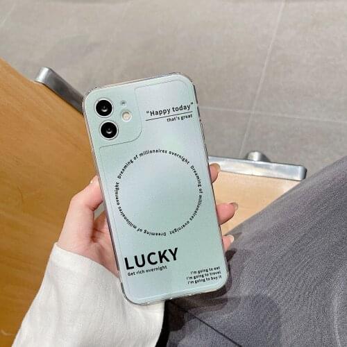 Retro Korean fashion lucky charm simple art Phone Case For iPhone 11 12 Pro Max Xs Max XR X 7 8 Plus 7Plus case Cute Soft Cover