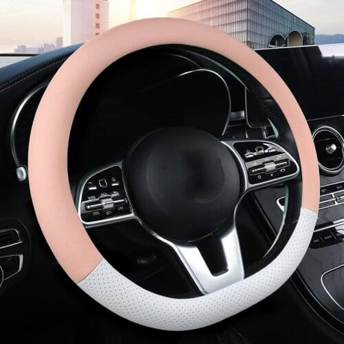 D Shape Leather Car Steering Wheel Cover Four Seasons Steering Wheel Hubs for VW GOLF 7 8 2015 POLO JATTA Interior Accessories